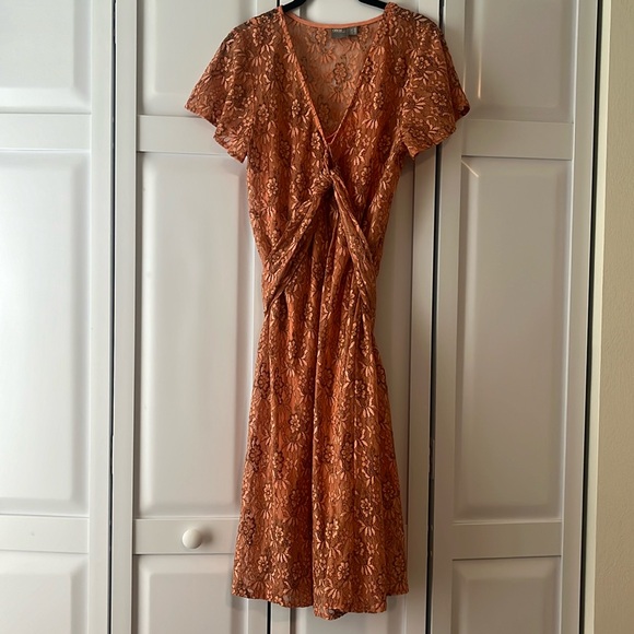 ASOS Coral Color Floral Lace Dress - Picture 3 of 13
